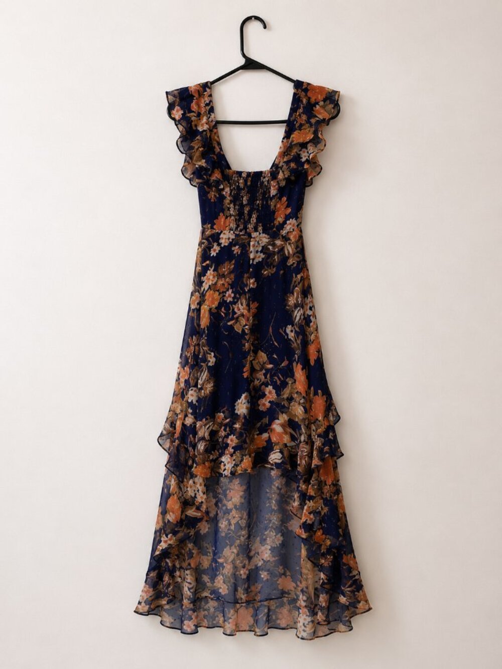 Lulu's Navy Floral High-Low Ruffle Dress - Picture 4 of 6